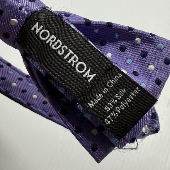 Nordstrom Purple Polka Dot Silk Bow Tie Adjustable Formal Wedding Prom Accessory - Picture 5 of 5